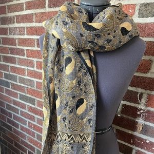 Woven Patterned Vintage Scarf Ying Yang